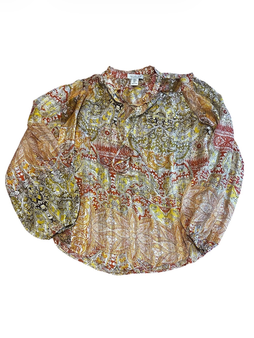Rachel Zoe Boho Paisley Peasant Blouse Size M